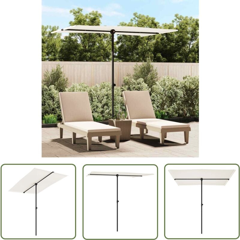 The Living Store - Parasol de jardin avec mât en aluminium 2x1,5 m Blanc sable - Parasol De Jardin - Parasol Rectangulaire - Parasol Terrasse