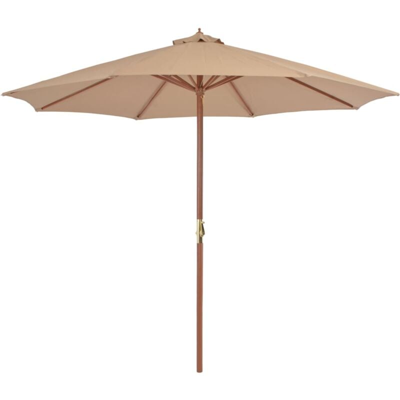 Parasol d'extérieur avec mât en bois 300 cm Taupe The Living Store Taupe