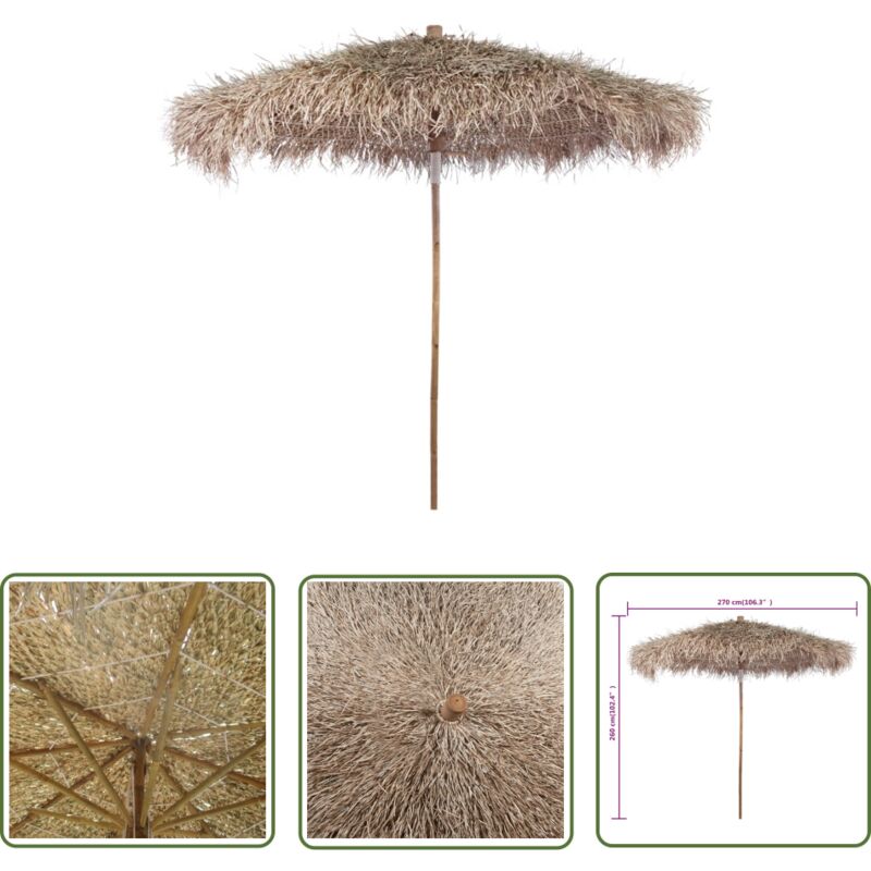 The Living Store - Parasol en bambou avec toit en feuille de bananier 270 cm - Parapluie De Jardin - Parasol En Bambou - Parasol Extérieur - Ombrage