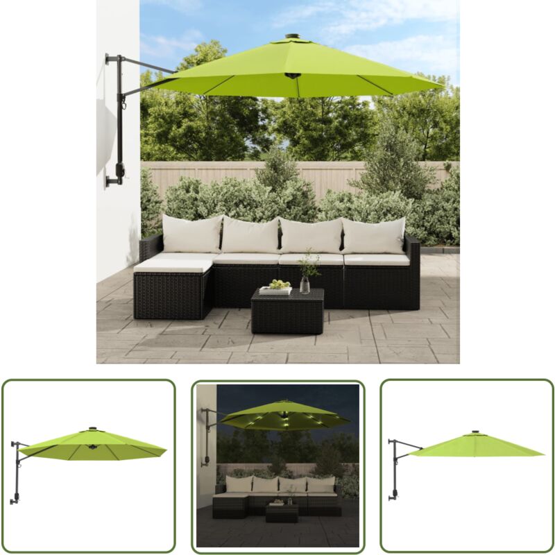 The Living Store - Parasol mural avec les pomme verte 290 cm - Parasol Mural - Parasol Extérieur - Parasol Led - Parasol Inclinable - Parasol
