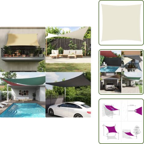 The Living Store Parasole a Vela Oxford Quadrato 3,6x3,6 m Crema - Tenda parasole