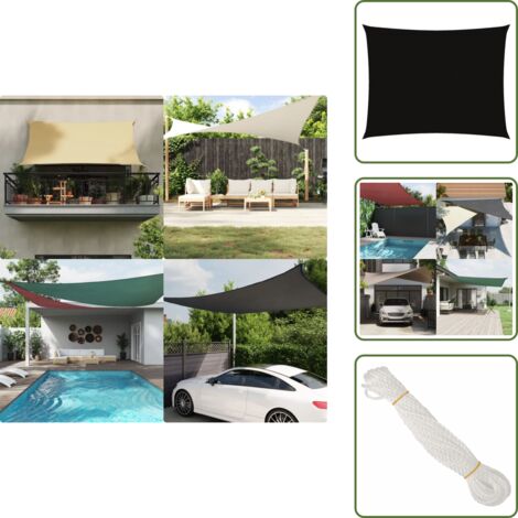 The Living Store Parasole a Vela Oxford Rettangolare 3x4 m Nero - Tenda parasole