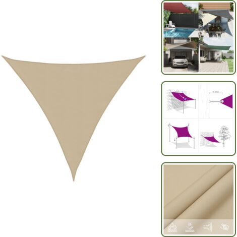 The Living Store Parasole a Vela Oxford Triangolare 3,6x3,6x3,6 m Beige - Tenda parasole