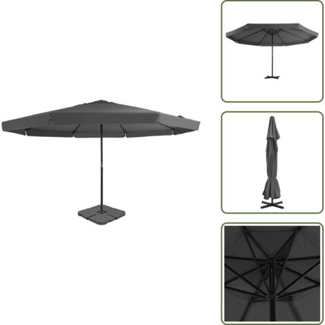 The Living Store Parasole da Giardino con Base Portatile Antracite - Ombrellone con base portatile