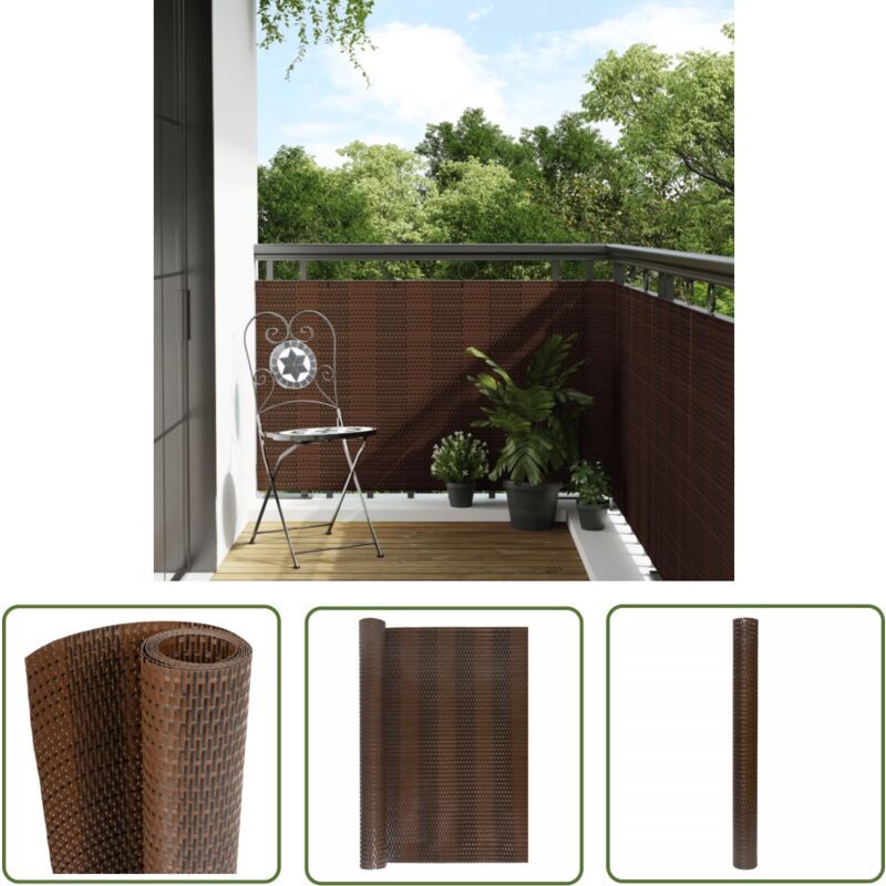 The Living Store - Paravent de balcon brun et noir 500x80 cm résine tressée - Paravent De Balcon - Écran De Balcon - Clôture Décorative - Écran