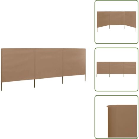 The Living Store Paravento a 3 Pannelli in Tessuto 400x120cm Grigio Talpa - Paravento in tessuto