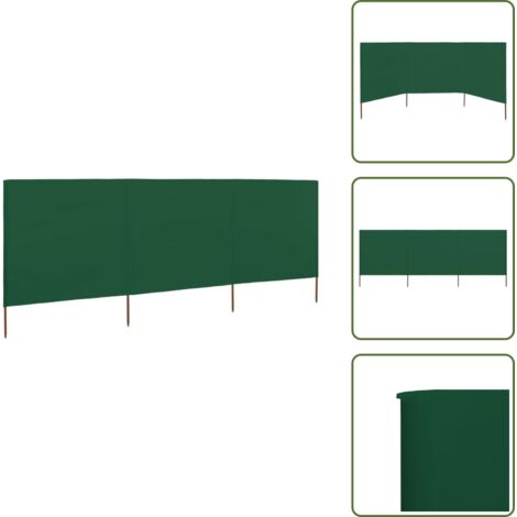 The Living Store Paravento a 3 Pannelli in Tessuto 400x120cm Verde - Paravento in tessuto