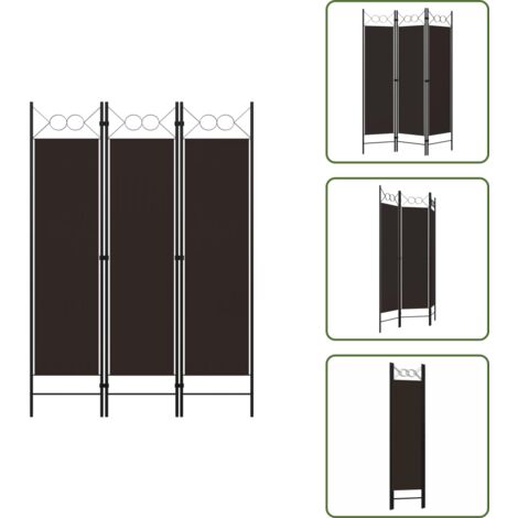 The Living Store Paravento a 3 Pannelli Marrone 120x180 cm - Divisorio