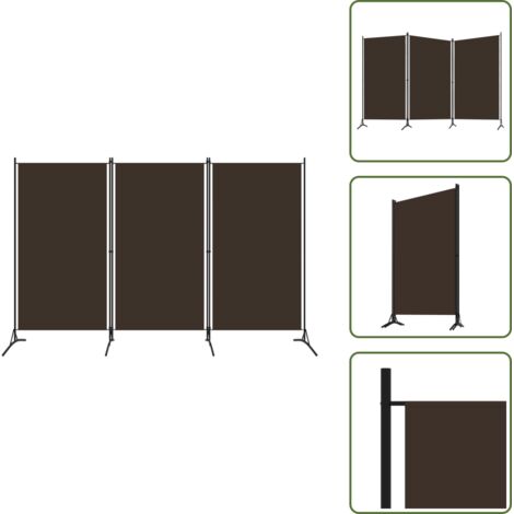 The Living Store Paravento a 3 Pannelli Marrone 260x180 cm - Schermo privacy