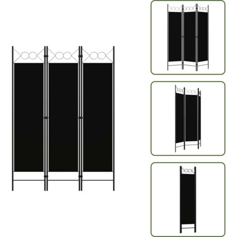 The Living Store Paravento a 3 Pannelli Nero 120x180 cm - Divisorio