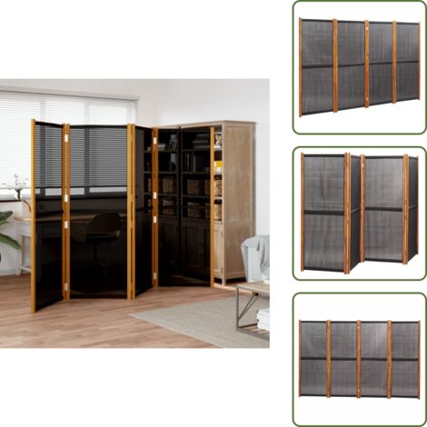 The Living Store Paravento a 4 Pannelli Nero 280x180 cm - Separazione interna
