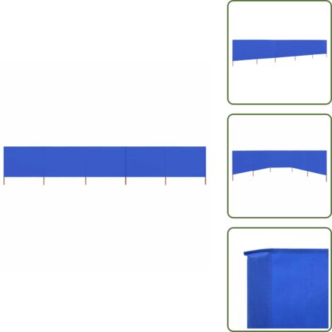 The Living Store Paravento a 5 Pannelli in Tessuto 600x120 cm Azzurro - Paravento pieghevole
