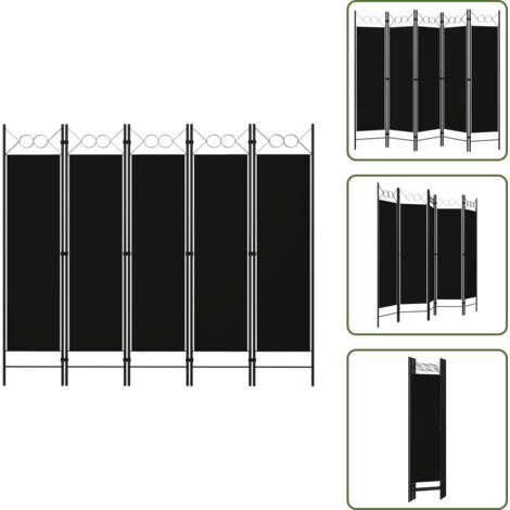 The Living Store Paravento a 5 Pannelli Nero 200x180 cm - Divisorio