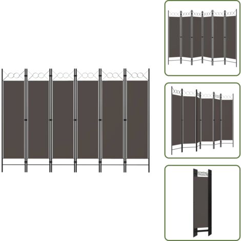 The Living Store Paravento a 6 Pannelli Antracite 240x180 cm - Paravento antracite