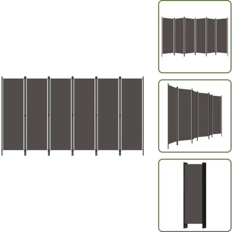 The Living Store Paravento a 6 Pannelli Antracite 300x180 cm - Divisorio