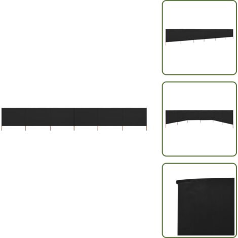 The Living Store Paravento a 6 Pannelli in Tessuto 800x120 cm Nero - Paravento pieghevole