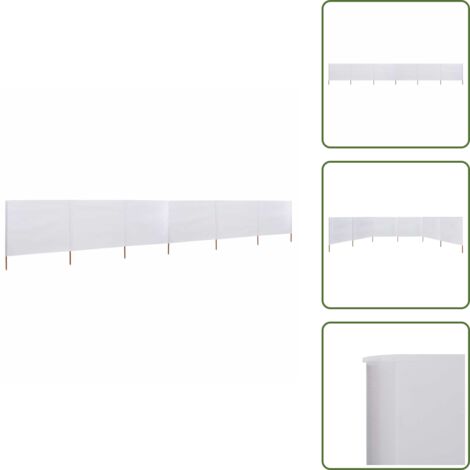 The Living Store Paravento a 6 Pannelli in Tessuto 800x80cm Bianco - Paravento in tessuto