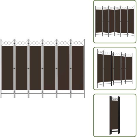 The Living Store Paravento a 6 Pannelli Marrone 240x180 cm - Paravento marrone