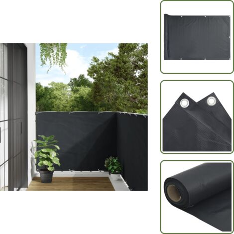 The Living Store Paravento Balcone Antracite 120x500 cm Tessuto Oxford - Paravento impermeabile