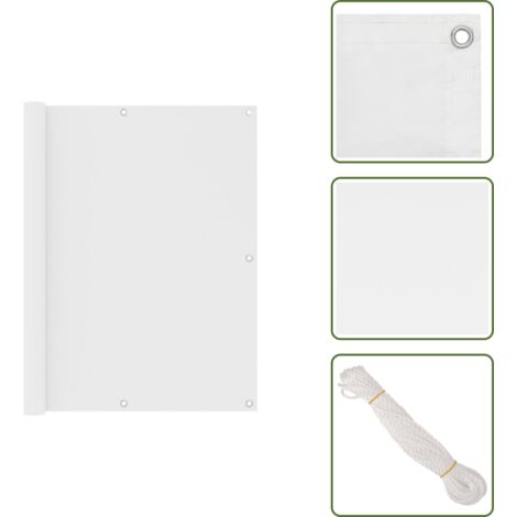 The Living Store Paravento Balcone Bianco 120x300 cm Tessuto Oxford - Paravento da terrazzo