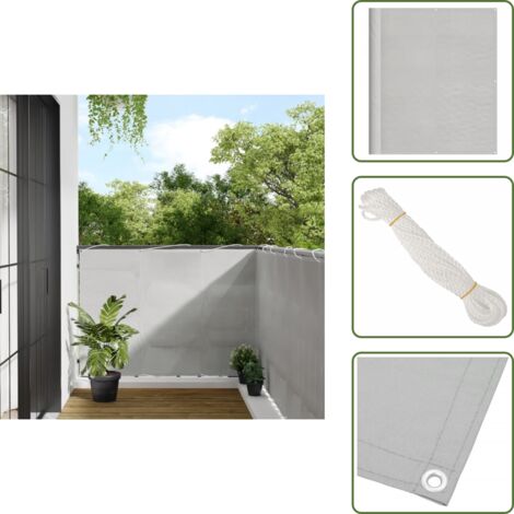 The Living Store Paravento Balcone Grigio chiaro 120x600cm 100%Poliestere Oxford - Schermo privacy