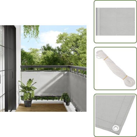 The Living Store Paravento Balcone Grigio chiaro 75x800cm 100% Poliestere Oxford - Schermo privacy