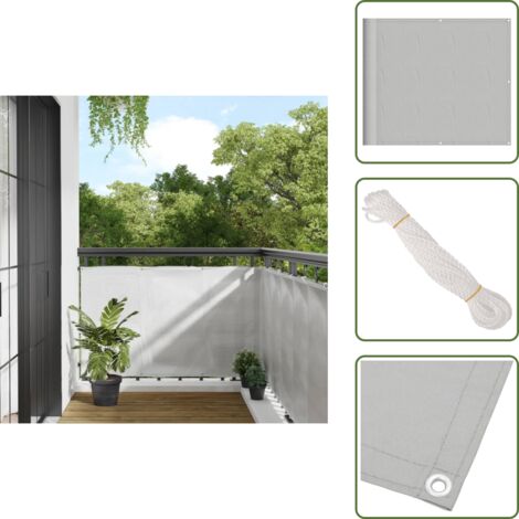 The Living Store Paravento Balcone Grigio chiaro 90x700cm 100% Poliestere Oxford - Schermo privacy