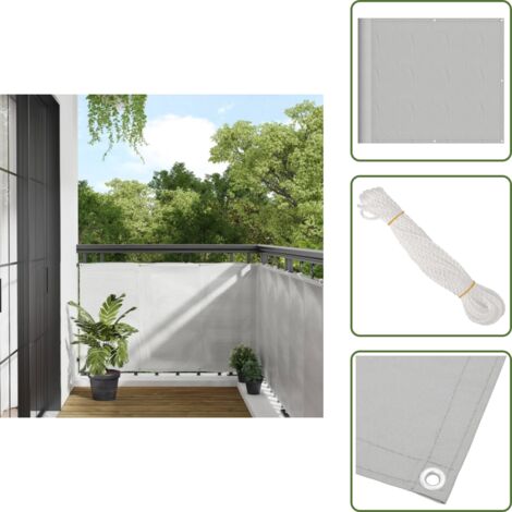 The Living Store Paravento Balcone Grigio chiaro 90x800cm 100% Poliestere Oxford - Schermo privacy