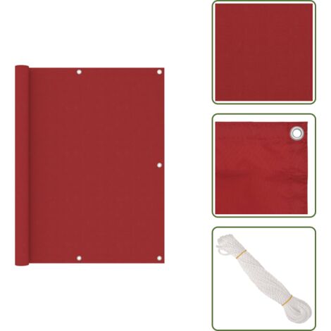 The Living Store Paravento Balcone Rosso 120x500 cm in Tessuto Oxford - Paravento da terrazzo