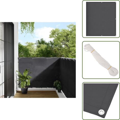 The Living Store Paravento da Balcone Antracite 120x700cm 100% Poliestere Oxford - Protezione da sole