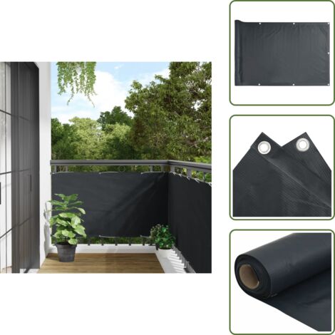 The Living Store Paravento da Balcone Antracite 75x300 cm in Tessuto Oxford - Schermo da balcone