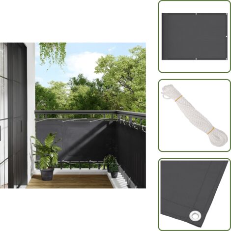 The Living Store Paravento da Balcone Antracite 75x800 cm 100% Poliestere Oxford - Protezione da sole