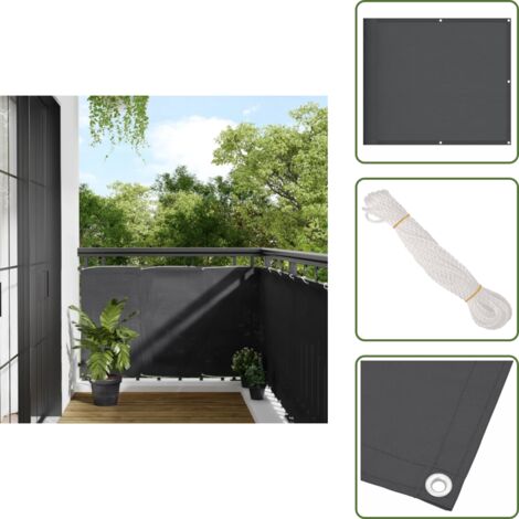 The Living Store Paravento da Balcone Antracite 90x1000cm 100% Poliestere Oxford - Protezione da sole