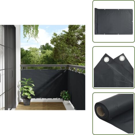 The Living Store Paravento da Balcone Antracite 90x500 cm in Tessuto Oxford - Paravento da balcone