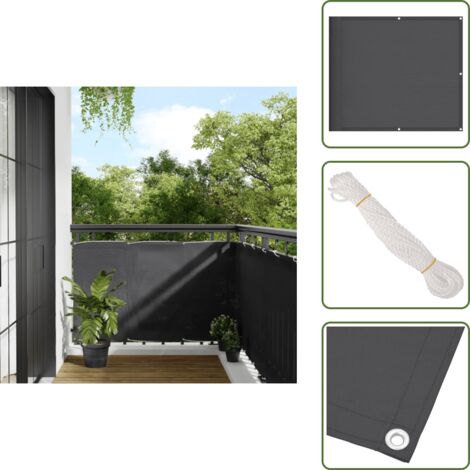 The Living Store Paravento da Balcone Antracite 90x800 cm 100% Poliestere Oxford - Schermo da balcone