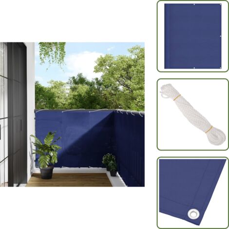 The Living Store Paravento da Balcone Blu 120x800 cm 100% Poliestere Oxford - Protezione da sole