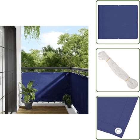 The Living Store Paravento da Balcone Blu 90x800 cm 100% Poliestere Oxford - Protezione da sole