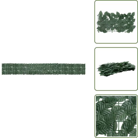 The Living Store Paravento da Balcone con Foglie Verde Scuro 600x75 cm - Paravento terrazza