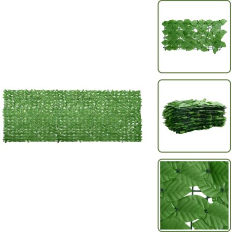 The Living Store Paravento da Balcone con Foglie Verdi 400x150 cm - Paravento verde