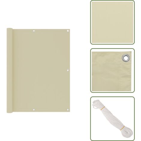 The Living Store Paravento da Balcone Crema 120x600 cm Tessuto Oxford - Paravento impermeabile