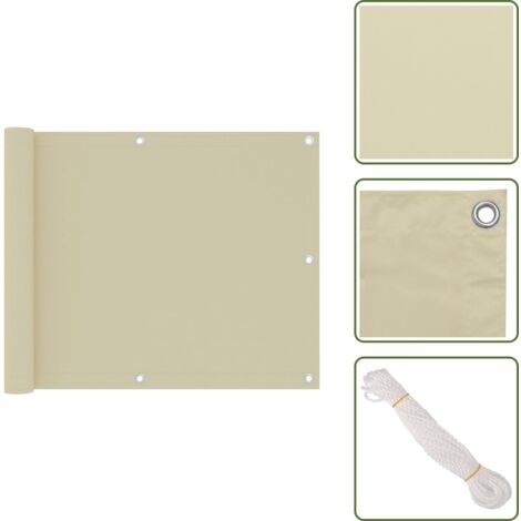 The Living Store Paravento da Balcone Crema 75x300 cm Tessuto Oxford - Paravento impermeabile