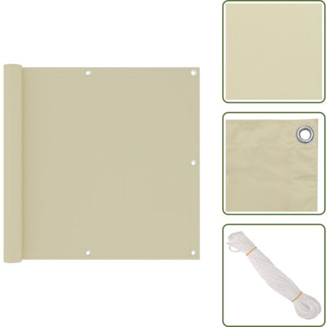 The Living Store Paravento da Balcone Crema 90x300 cm Tessuto Oxford - Paravento impermeabile