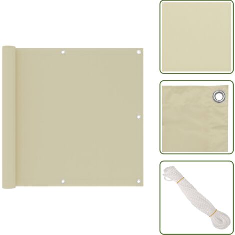 The Living Store Paravento da Balcone Crema 90x500 cm Tessuto Oxford - Paravento impermeabile