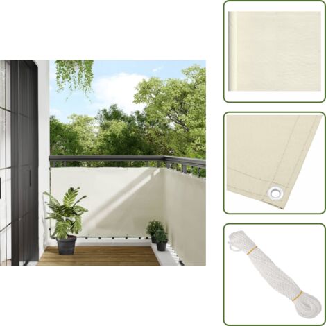 The Living Store Paravento da Balcone Crema 90x800 cm 100% Poliestere Oxford - Protezione da sole
