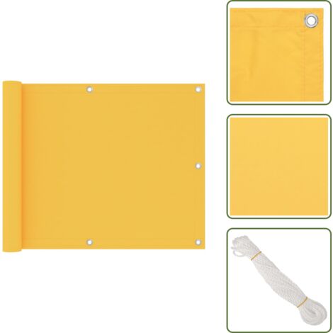 The Living Store Paravento da Balcone Giallo 75x400 cm Tessuto Oxford - Paravento impermeabile