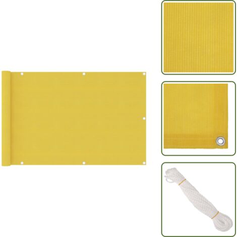 The Living Store Paravento da Balcone Giallo 90x400 cm in HDPE - Schermo da balcone
