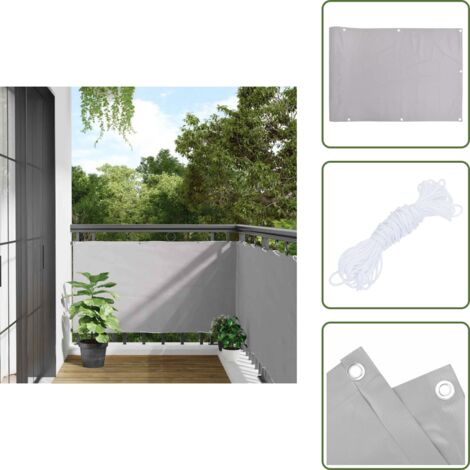 The Living Store Paravento da Balcone Grigio 600x120 cm in PVC - Schermo per privacy