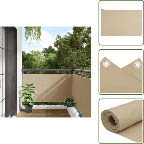 The Living Store Paravento da Balcone in Tessuto Oxford 75x400 cm Beige - Paravento impermeabile