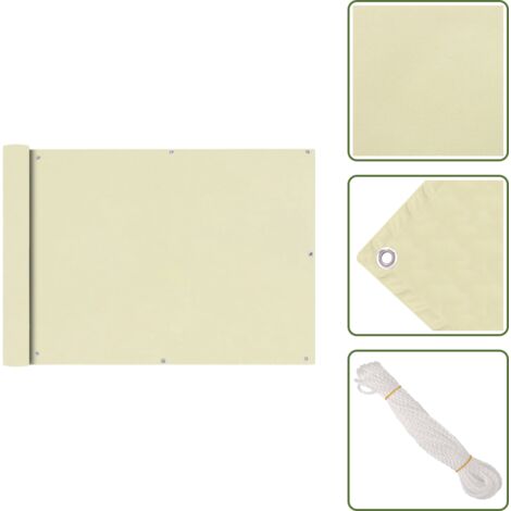 The Living Store Paravento da Balcone in Tessuto Oxford 75x400 cm Crema - Paravento impermeabile