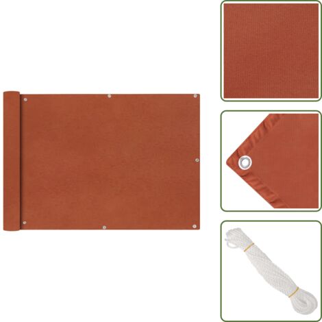 The Living Store Paravento da Balcone in Tessuto Oxford 75x600 cm Terracotta - Paravento impermeabile
